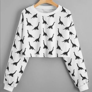 SHEIN Dinosaur Print Crop Pullover
